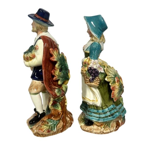Fitz and Floyd Harvest Heritage Pilgrims Salt/Pepper Shaker Set-in Box-Excellent - Picture 2 of 11